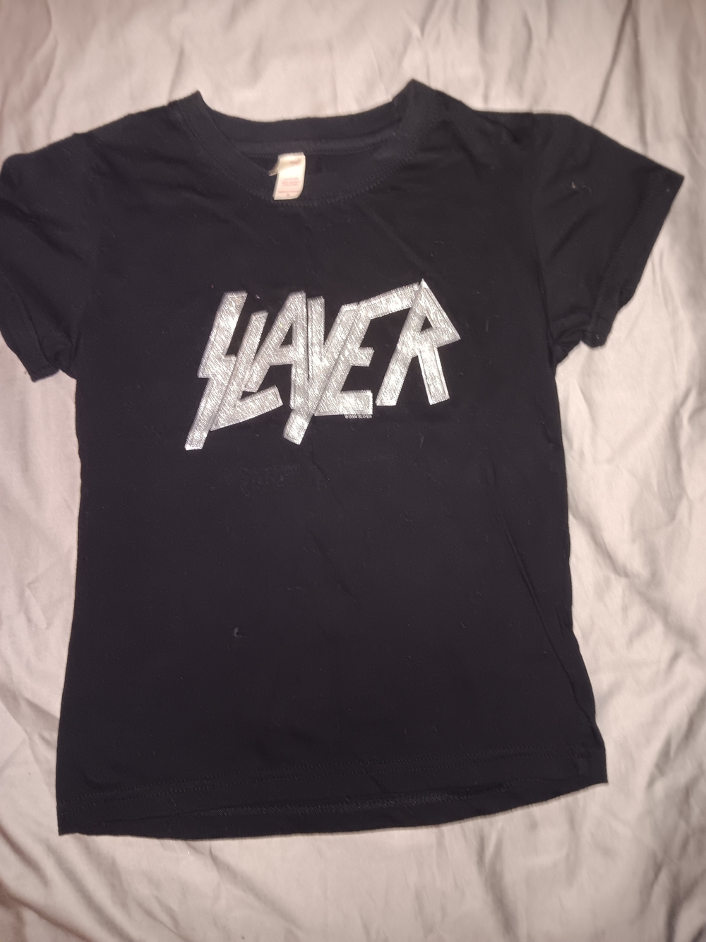 Slayer Band Short-Sleeve Tee with Silver Graphic Logo